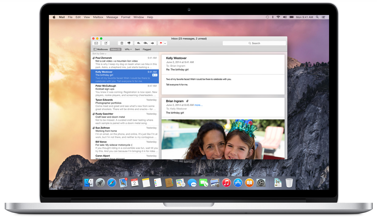 Mail Yosemite Apple