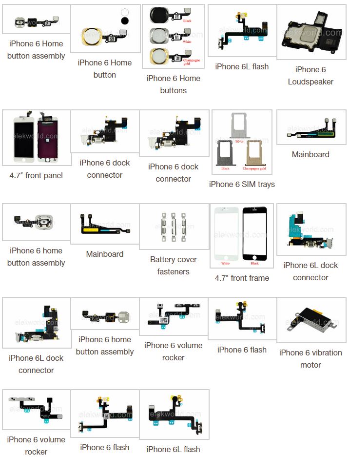 Componentes filtrados iPhone 6