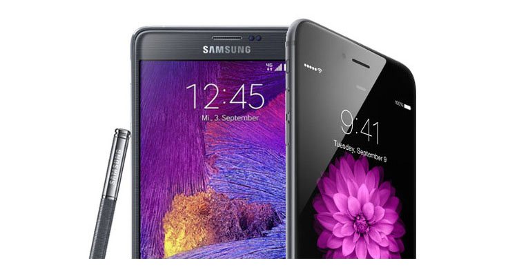 iPhone 6 y Galaxy note 4 de Samsung