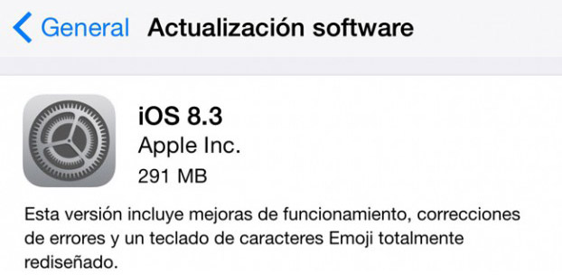 iOS 8.3 actualización