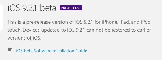 ios 9.2.1 beta 1