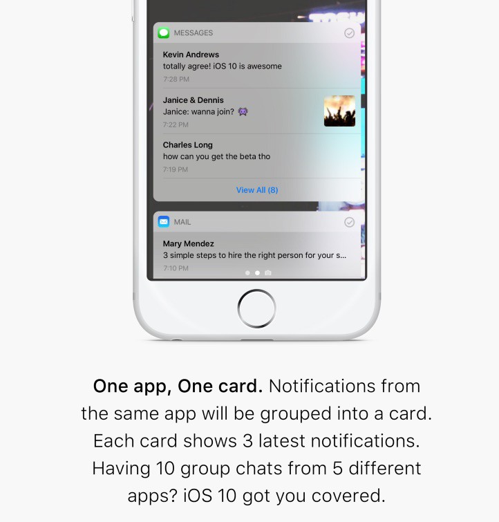 Concepto de iOS 10 notificaciones
